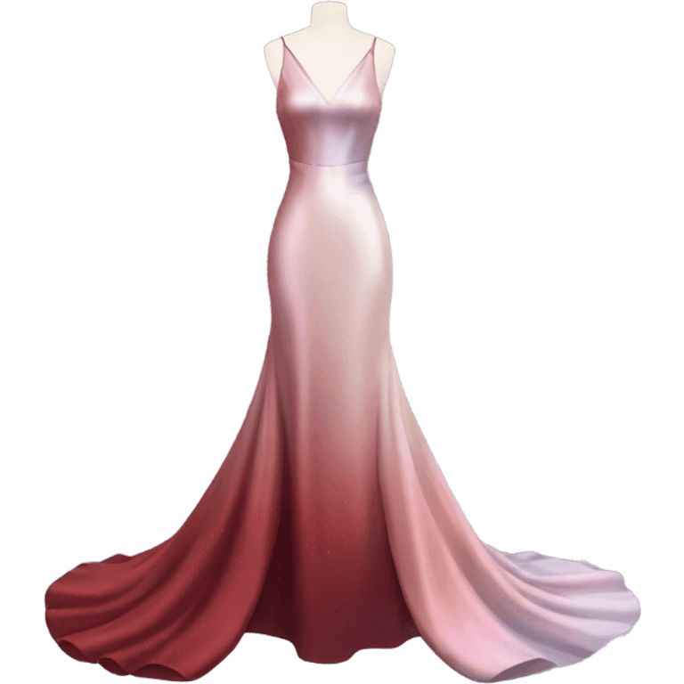 Realistic isolated long slim pastel #EE0 formal party satin dress with gradient shiny sparkling dark red emoji