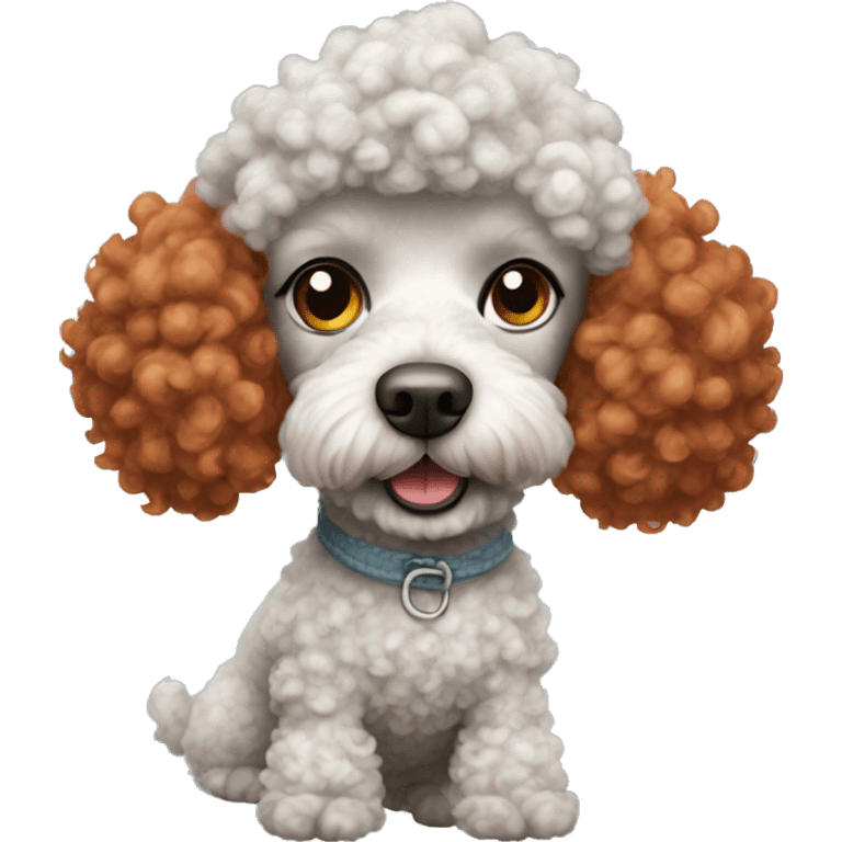 poodle dog with curly red hair dressed in cloudy-like clothes emoji