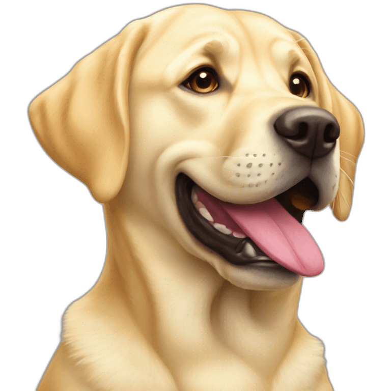 Very cute goofy yellow Labrador with stuffed toy in mouth emoji