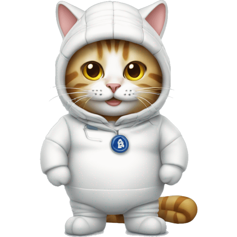 cat dressed in a michelin man costume emoji