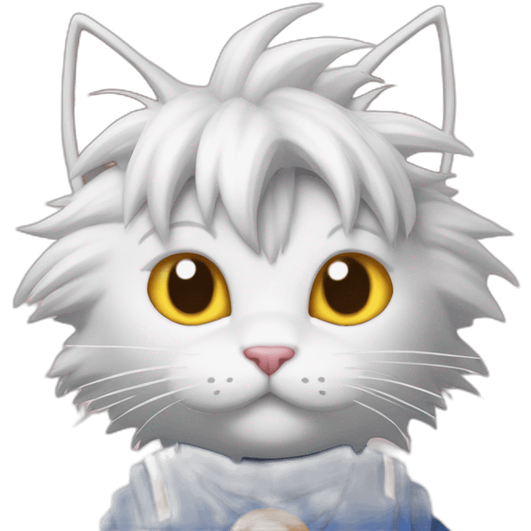 cute cat with big eyes and the hair of goku form dragon ball z serie goku-cat emoji