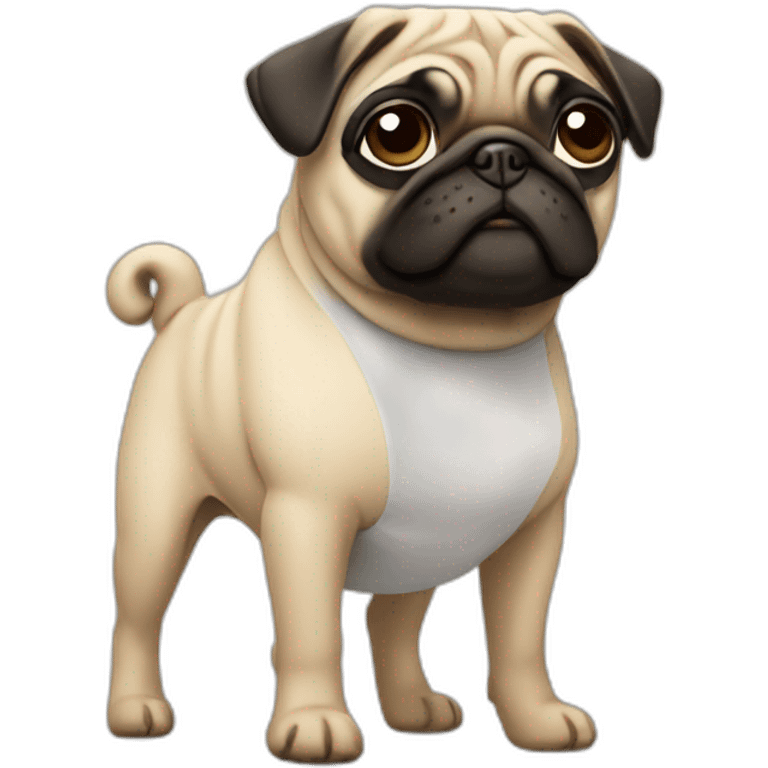 pug wearing a t-shirt emoji