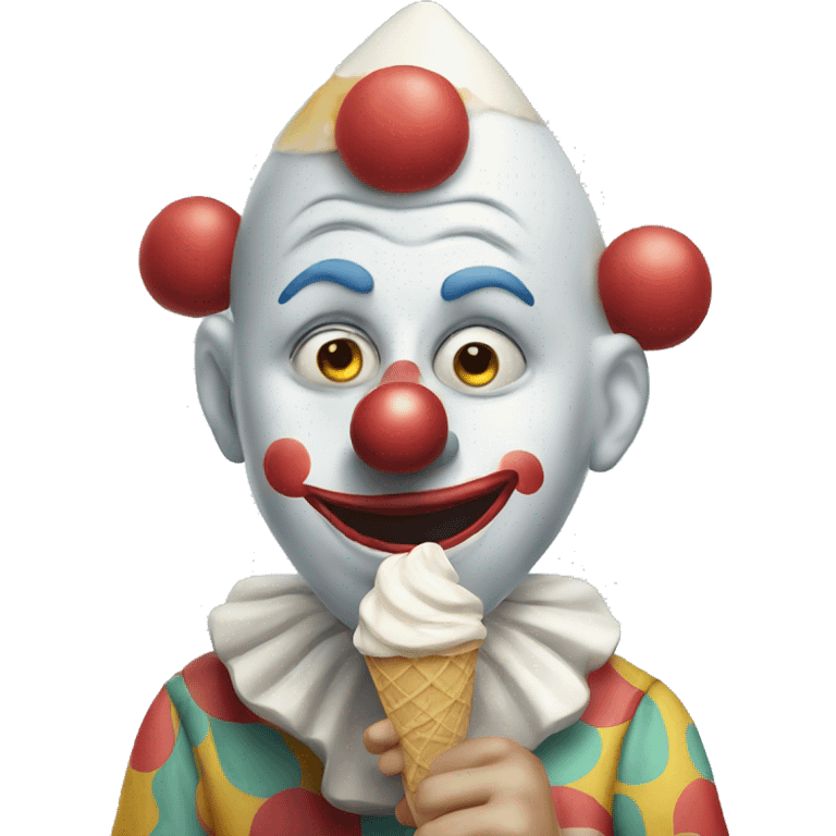 Sad clown eating ice cream emoji