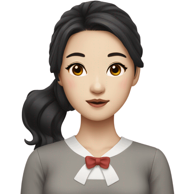 korean highschool girl with makeup in her face with black hair emoji