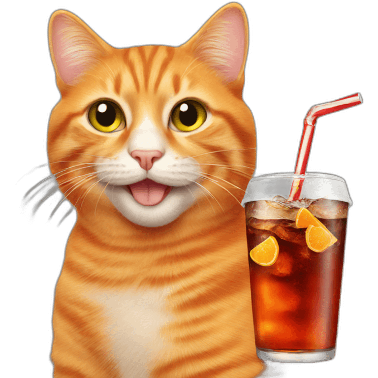 orange cat drinking coke emoji