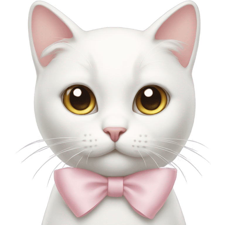 White cat with a light pink bow emoji