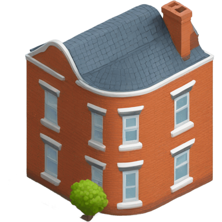 isometric two storey curved red brick emoji