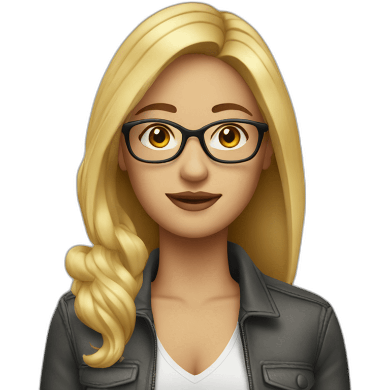 Woman blond middle hair  with highkights and glasses emoji