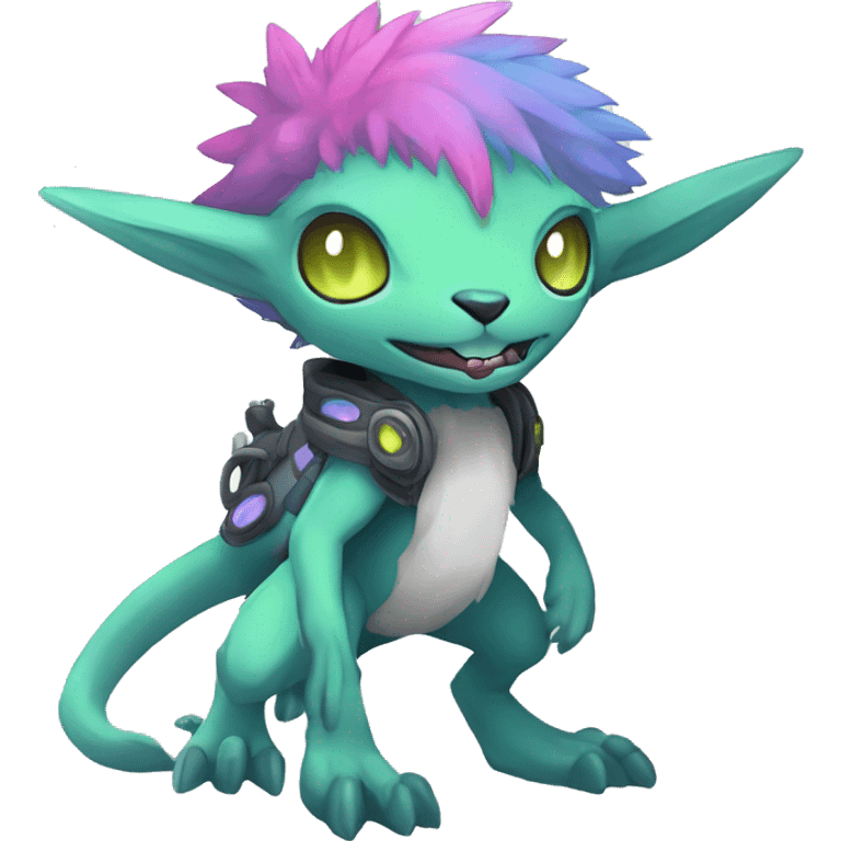 cute cool edgy colorful ethereal alien punk Digimon-Fakemon-animal full body emoji