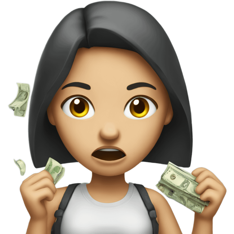 a girl being angry with money emoji