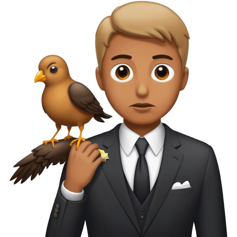 Man in a suit and a bird pissing on him emoji