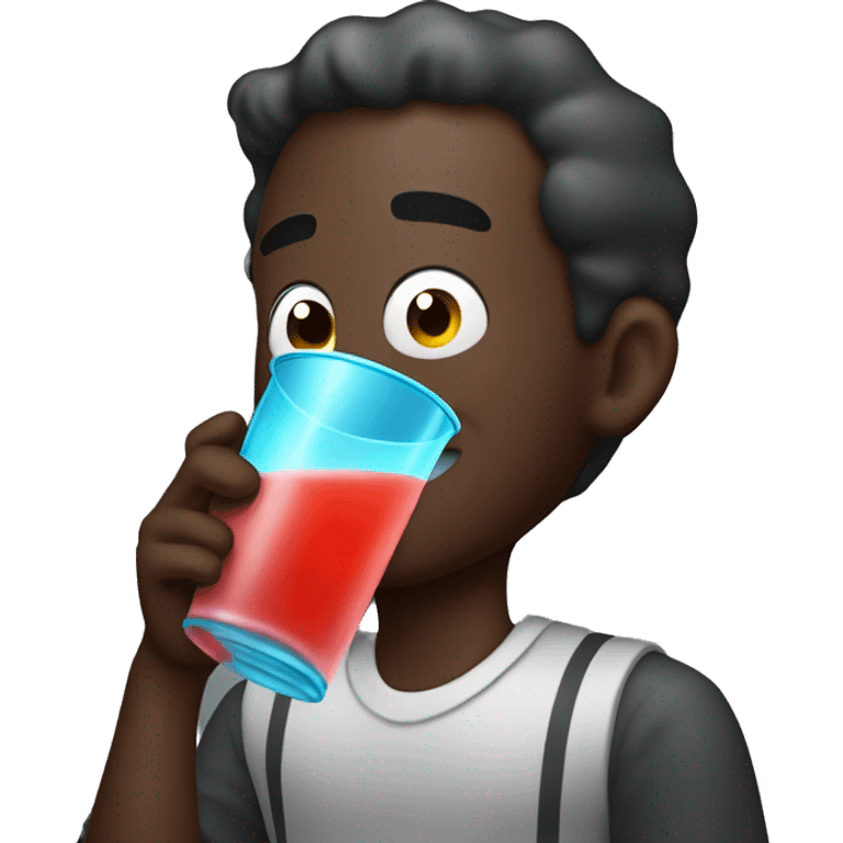 Dark skinned man drinking kool aid emoji