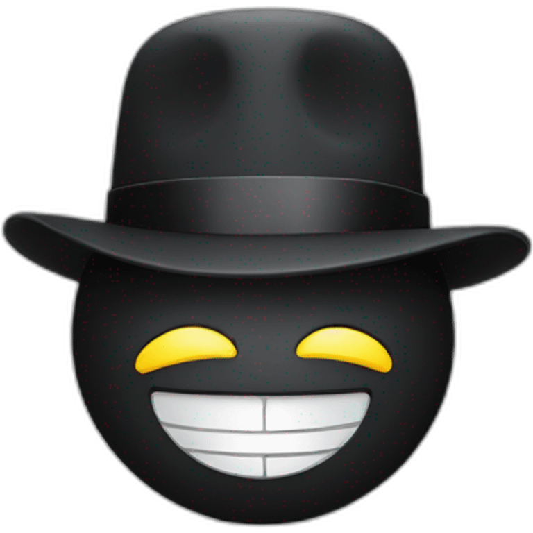 smiley emoji wearing a  bowler hat emoji