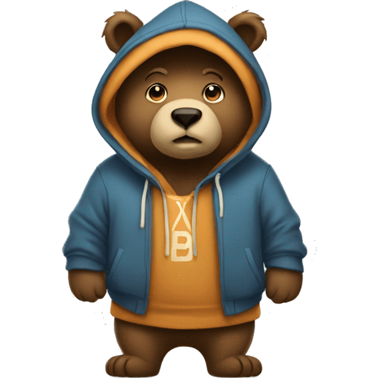 Bear wearing a big hoodie emoji