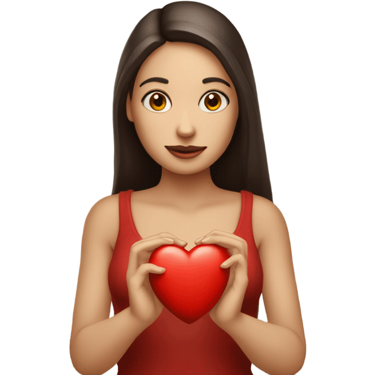 a red heart with hands and a solitaire ring in her hand emoji