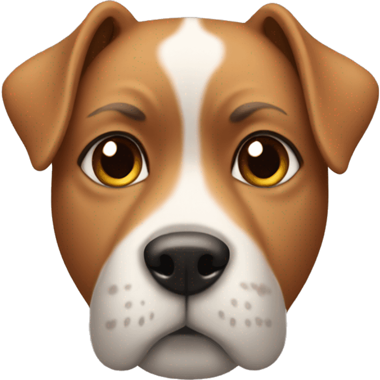 A dog doing one eyebrow raise emoji