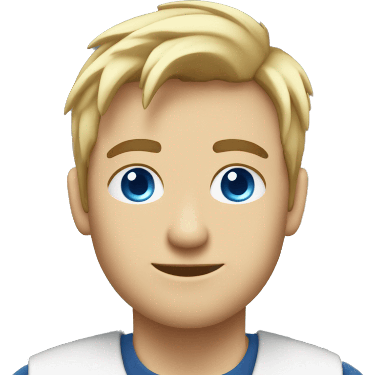 software devoloper working no a laptop. 23 years old, blue eyes, blonde hair, male emoji