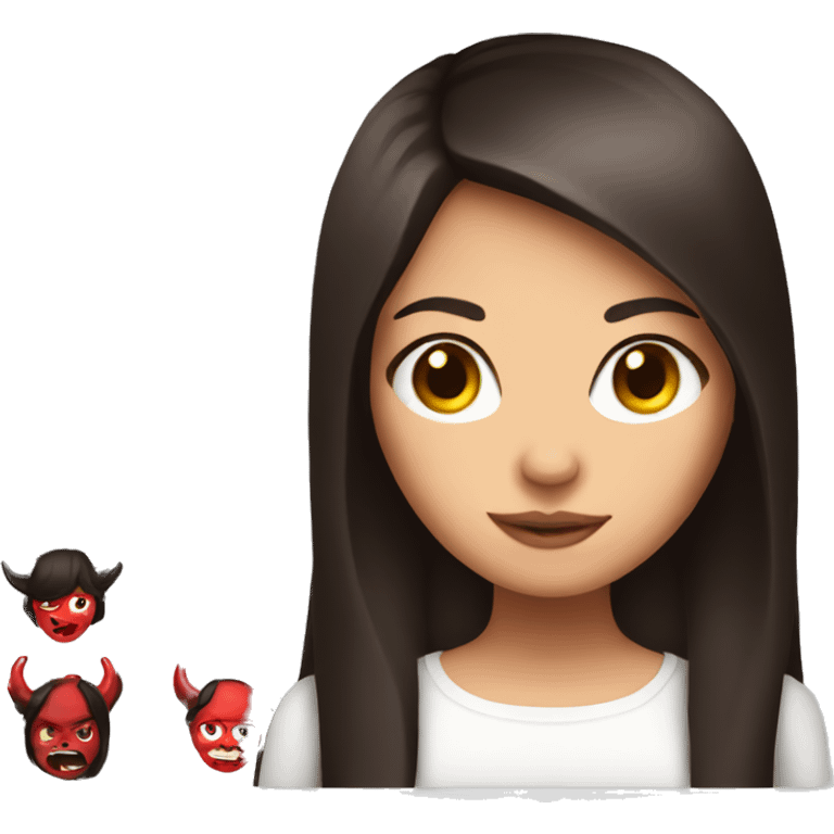 brunette girl with devil horns emoji