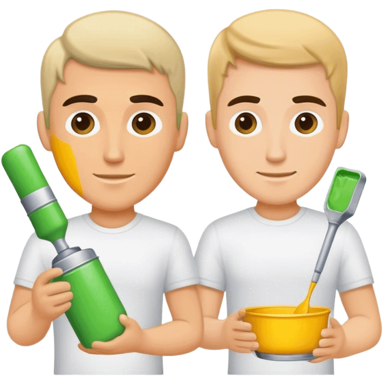 Two automotive paint mixers men emoji