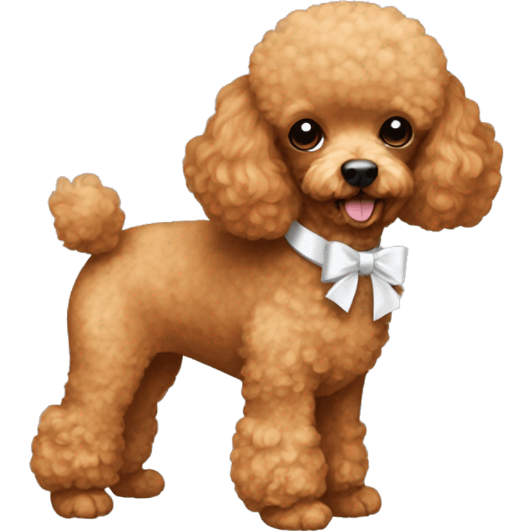 Ginger toy poodle with a little white bow emoji