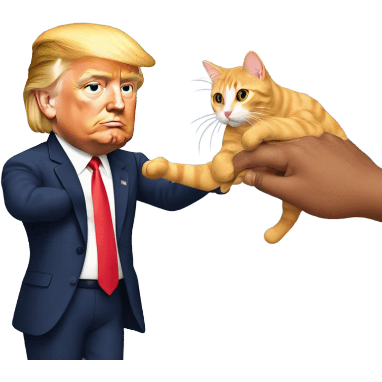 Donald Trump grabbing a cat emoji