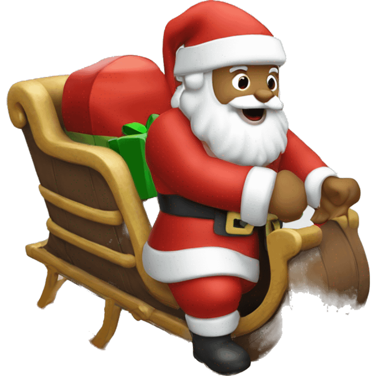 Santa Claus Sled with gofts emoji