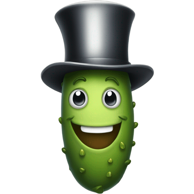 smiling pickle with a top hat emoji