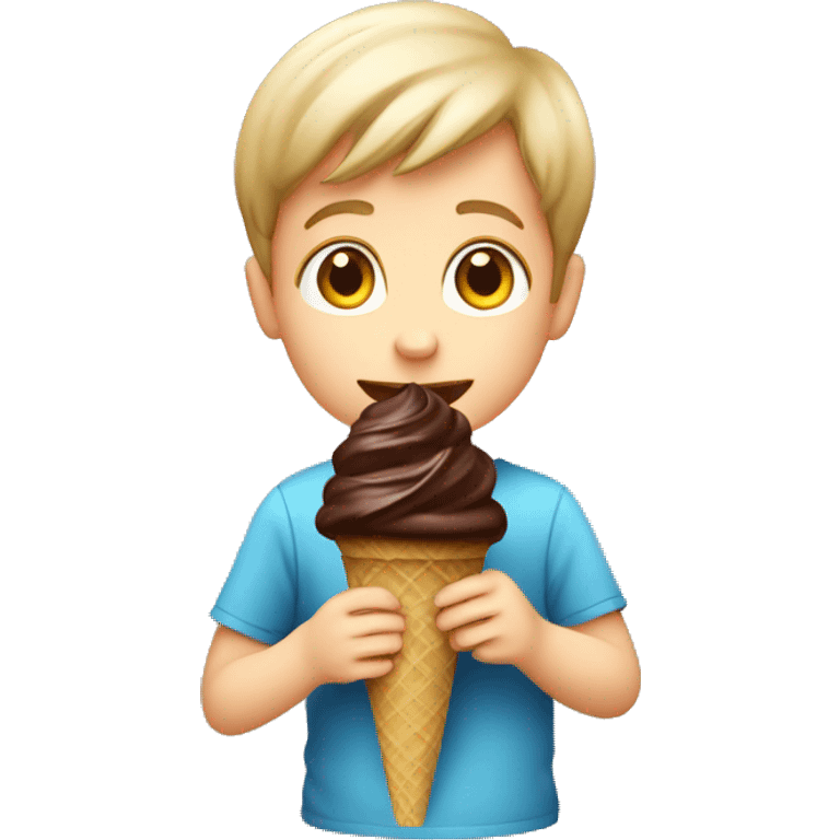 Small Boy eating chocolate icecream emoji