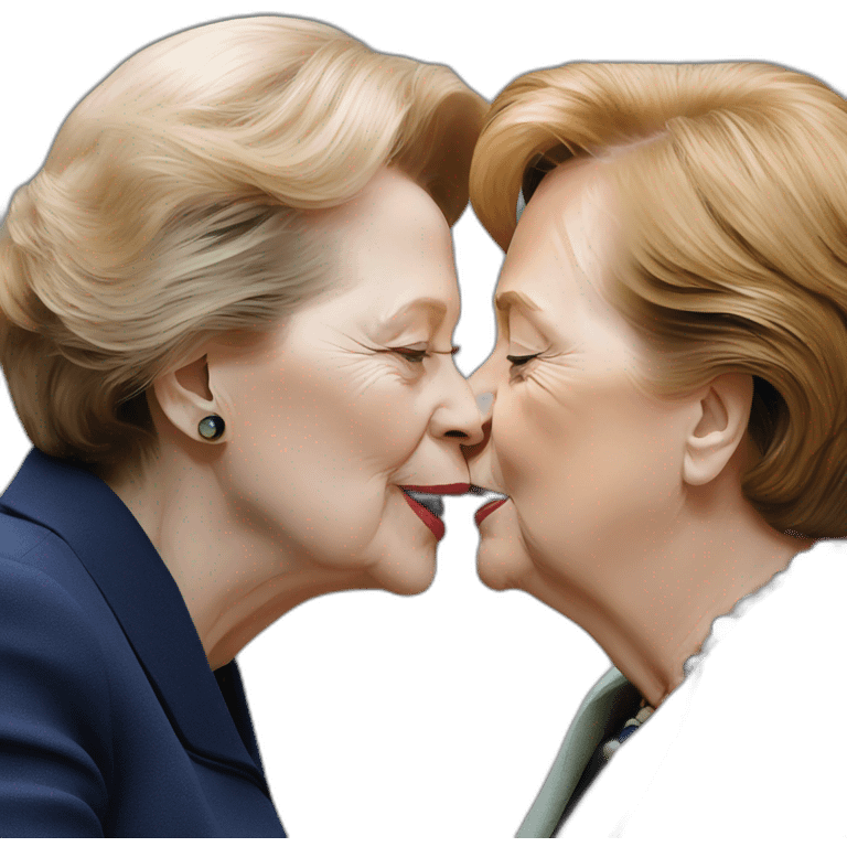 Margret Thatcher kissing Angela merkel emoji