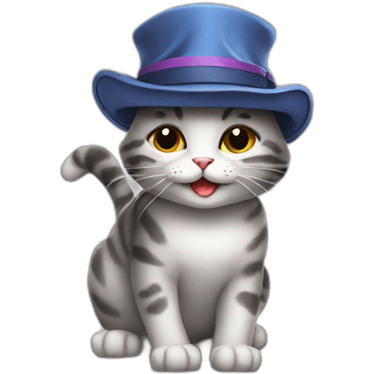 Happy cat with cool hat emoji