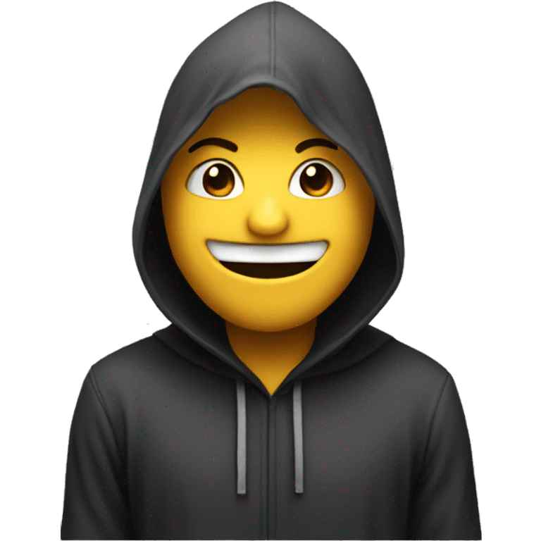 smiling hacker hood looking at right emoji