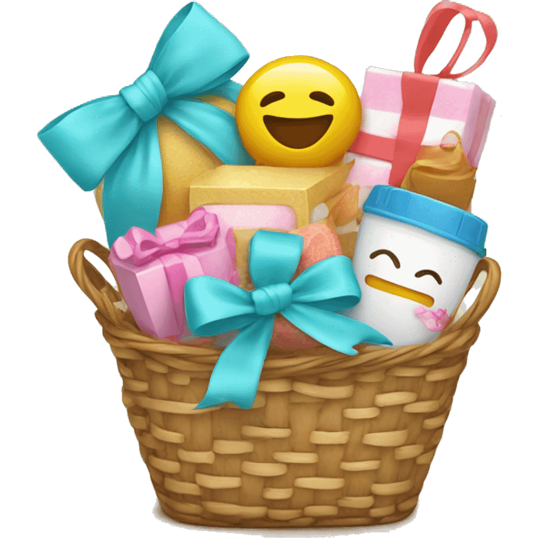 cute gift basket with cute gifts  emoji