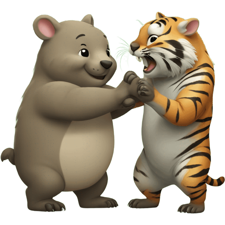 Wombat high fiving tiger emoji