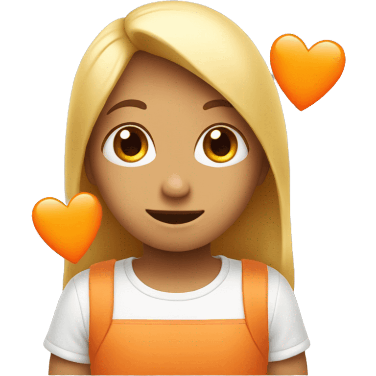 Shy imoji with orange hearts emoji