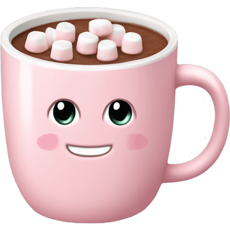 Light Pink mug of hot chocolate with marshmallows  emoji