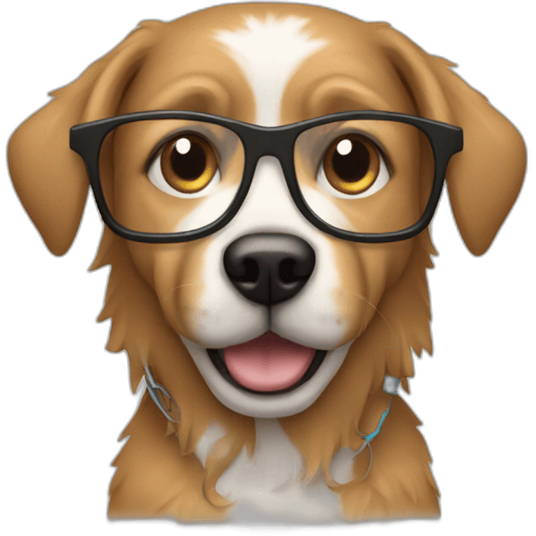 Human Coding with glasses and a dog on your computer emoji