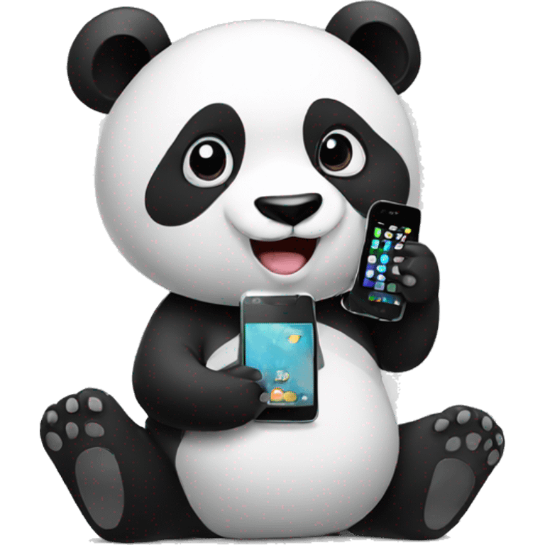 Panda with phone emoji