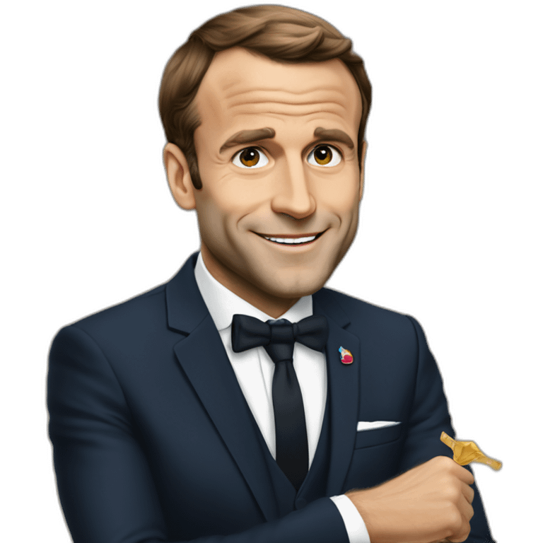 Macron qui fait un doigt d'honneur emoji