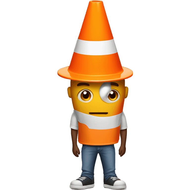 Guy with orange traffic cone instead of his head emoji