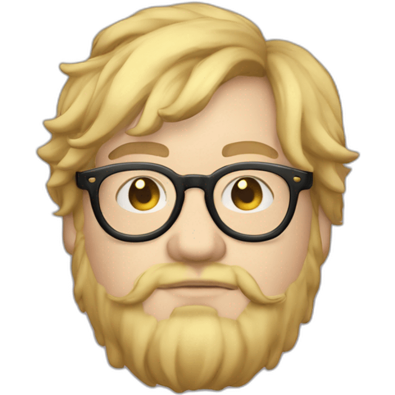 Chubby non binary Big lebowsky round glasses mid-lenght blond hair chaotic res beard vaporizer emoji