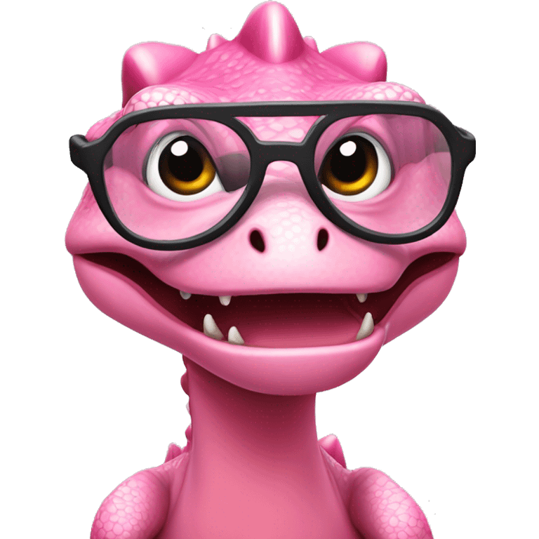 dinosaurio rosa con lentes emoji