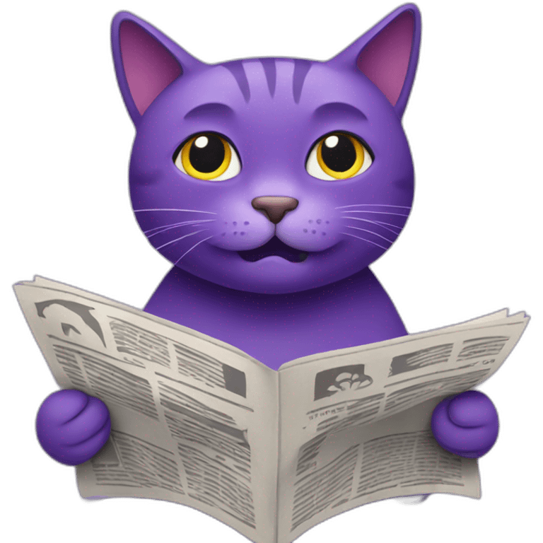 Purple cat reading newspaper emoji