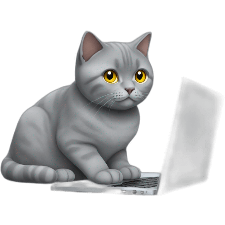 british shorthair cat trading on laptop emoji