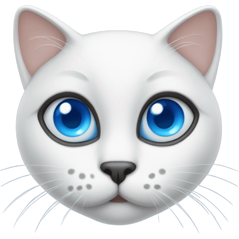 White colored cat face with blue eyes emoji