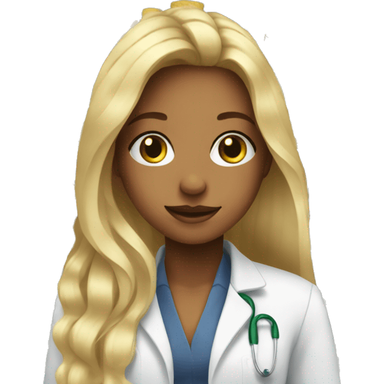 Girl with long blondie hair working in pharmacy emoji