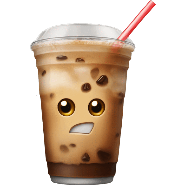 Iced coffee with a straw and ice no lid  emoji