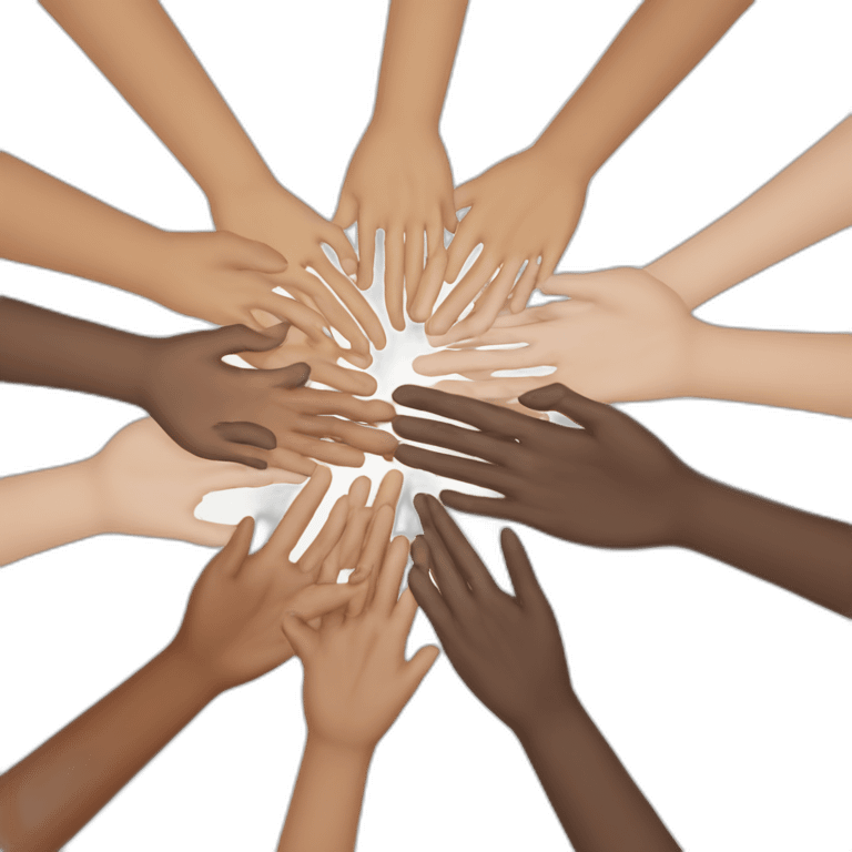 circle of multi racial hands on each other emoji