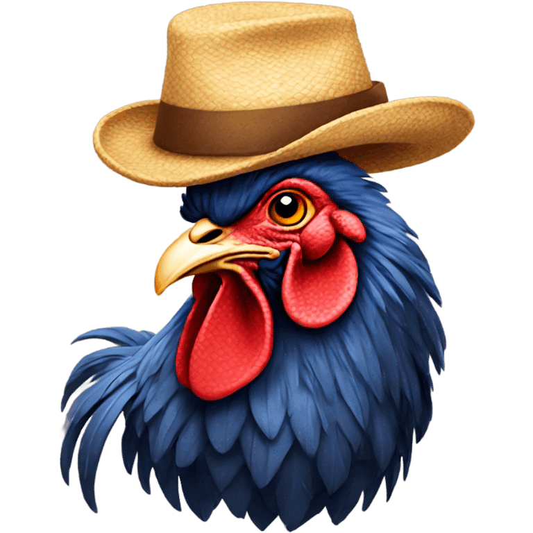 Rooster wearing a hat emoji