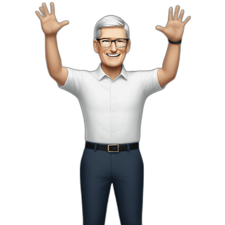 Tim Cook with hands up emoji