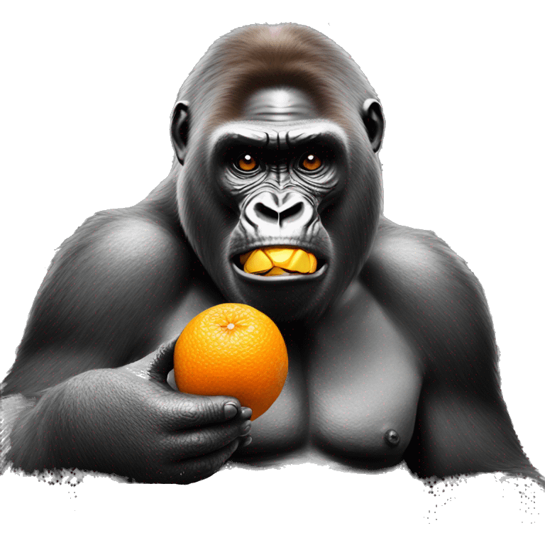 Gorilla eating an orange emoji